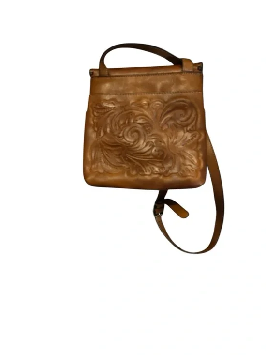 Patricia Nash Granada Tooled Leather Crossbody Bag Tan Floral Embossed - Picture 5 of 8